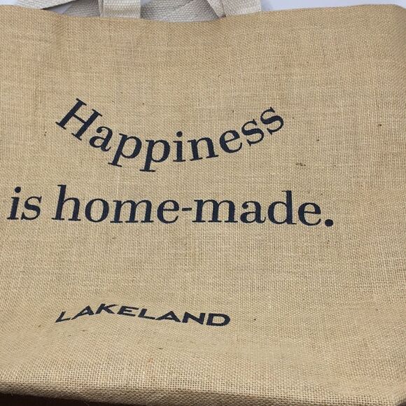 Lakeland Large Jute Tote Happiness is Homemade- Eco-Friendly two strap handles - Picture 12 of 16